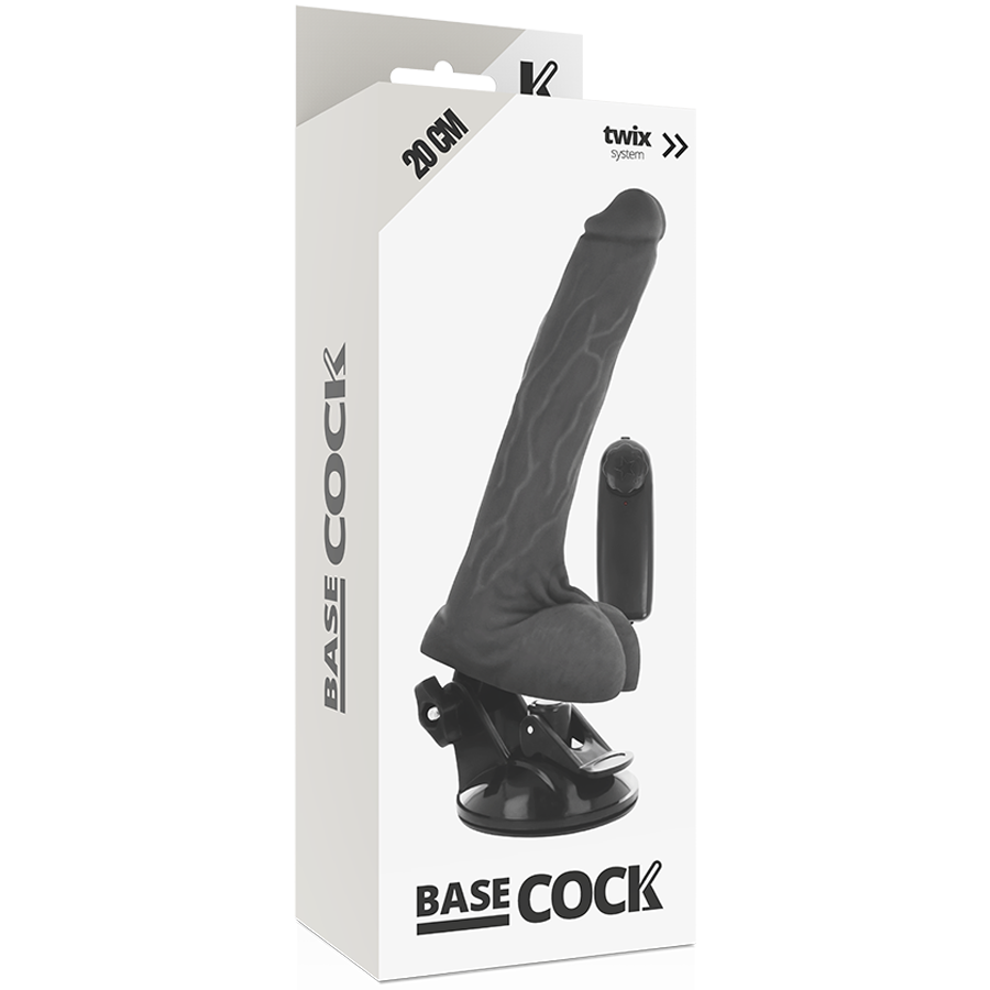 BASECOCK - REALISTIC VIBRATOR WITH NATURAL REMOTE CONTROL WITH TESTICLES 20 CM -O- 4 CM