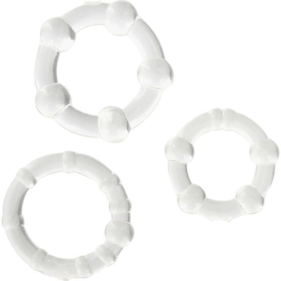 SEVEN CREATIONS - CONJUNTO 3 ANÉIS PARA PÊNIS TRANSPARENTE