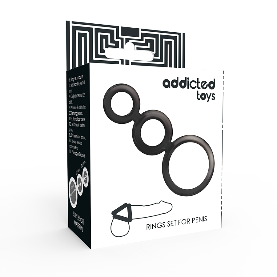 ADDICTED TOYS - CONJUNTO DE ANÉIS PARA PÊNIS E TESTÍCULOS FUMADO
