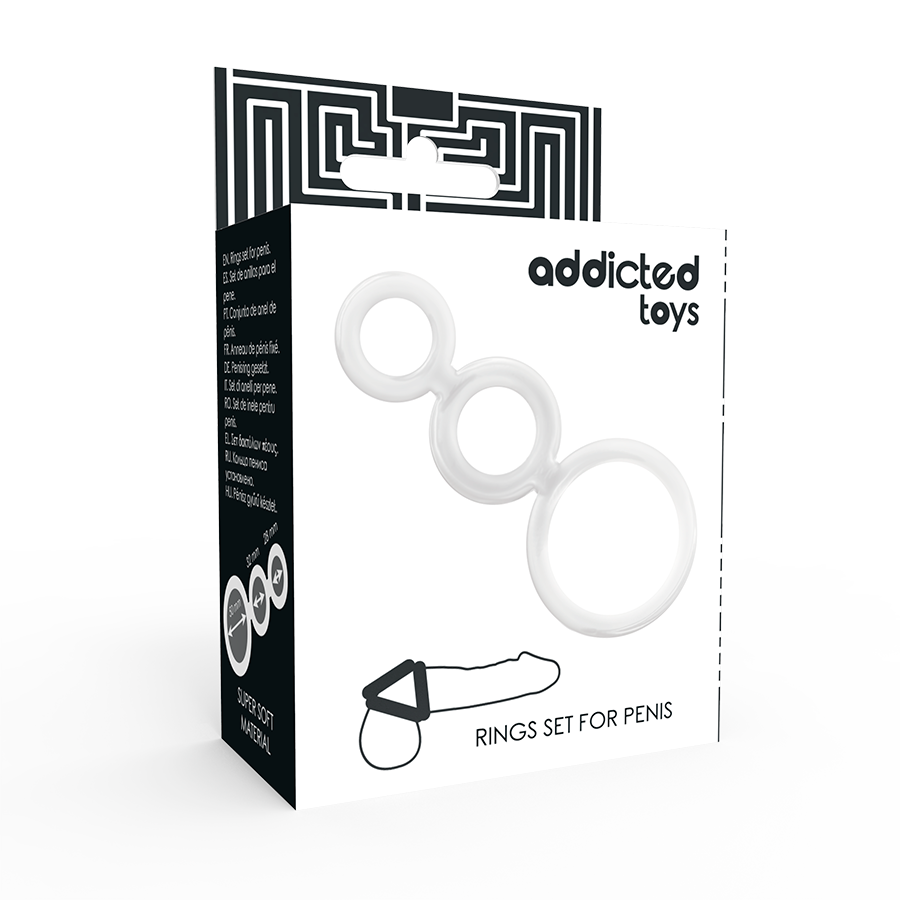 ADDICTED TOYS - CONJUNTO DE ANÉIS PARA PÊNIS E TESTÍCULOS TRANSPARENTE