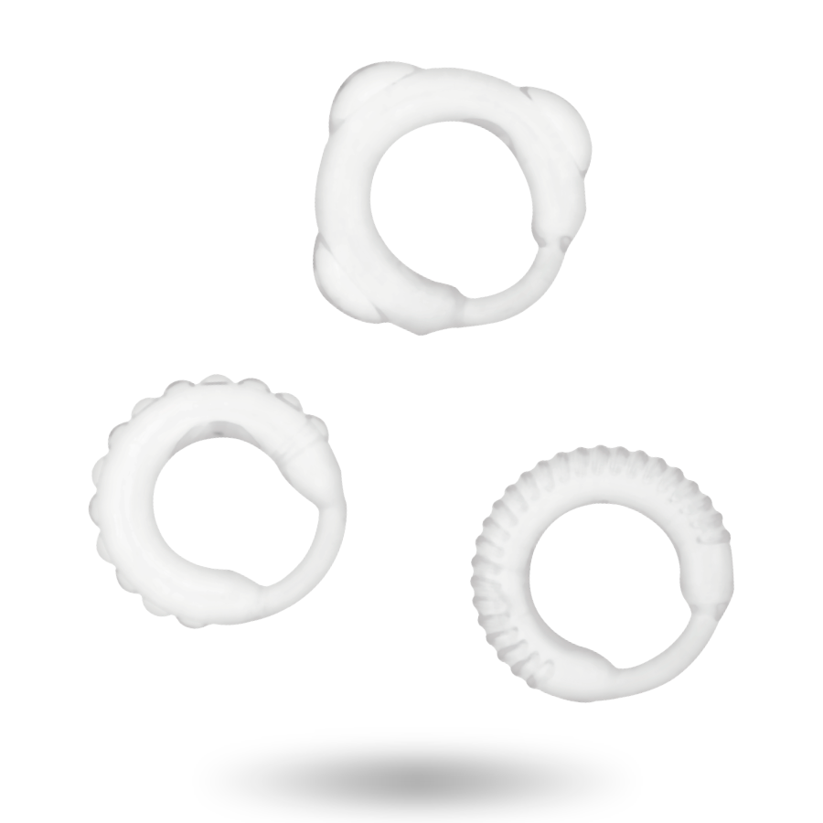 ADDICTED TOYS - CONJUNTO 3 ANÉIS PARA PÊNIS TRANSPARENTE