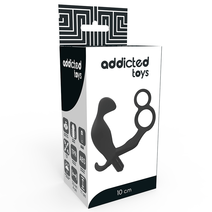 ADDICTED TOYS - PLUG ANAL COM ANÉIS DUPLOS PARA PÊNIS E TESTÍCULOS PRETO