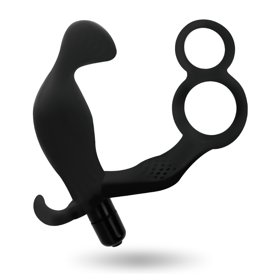 ADDICTED TOYS - PLUG ANAL COM ANÉIS DUPLOS PARA PÊNIS E TESTÍCULOS PRETO