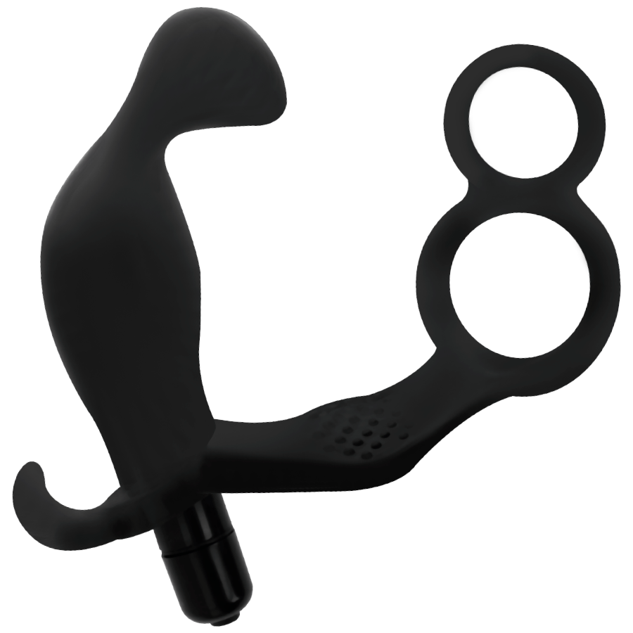 ADDICTED TOYS - PLUG ANAL COM ANÉIS DUPLOS PARA PÊNIS E TESTÍCULOS PRETO