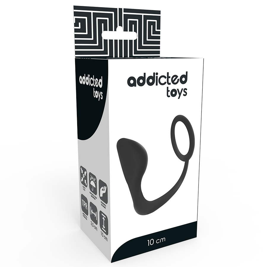 ADDICTED TOYS - PLUG ANAL COM ANEL PARA PÊNIS PRETO
