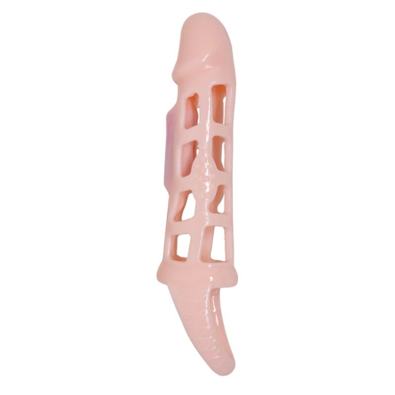BAILE - CAPA EXTENSORA PARA PÊNIS COM VIBRAÇÃO E STRAP NATURAL 13.5 CM