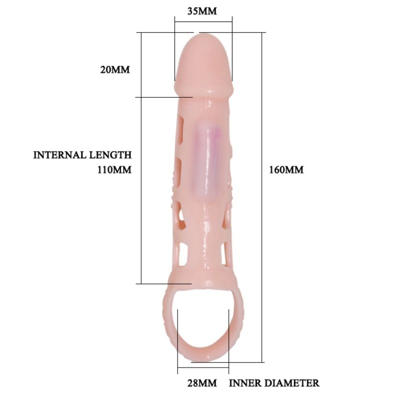 BAILE - CAPA EXTENSORA PARA PÊNIS COM VIBRAÇÃO E STRAP NATURAL 13.5 CM