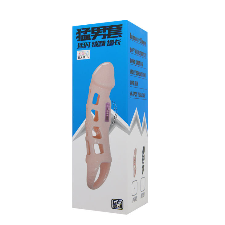 BAILE - CAPA EXTENSORA PARA PÊNIS COM VIBRAÇÃO E STRAP NATURAL 13.5 CM