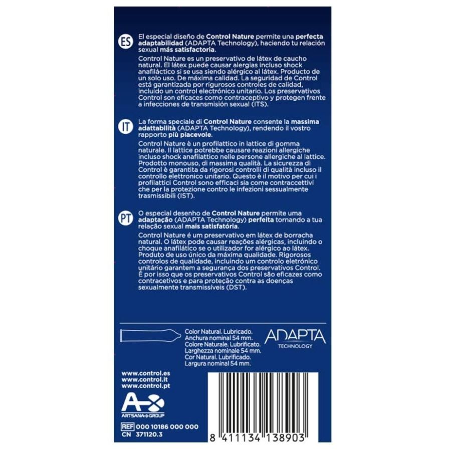 CONTROL – ADAPTA NATURE PRESERVATIVOS 12 UNIDADES - Sex Shop Sexy