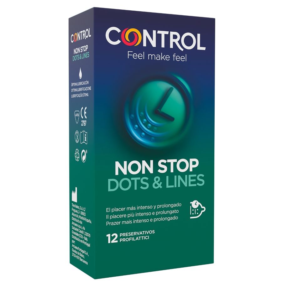 CONTROL - NONSTOP PONTOS E ESTRIAS PRESERVATIVOS 12 UNIDADES - Sex Shop Sexy