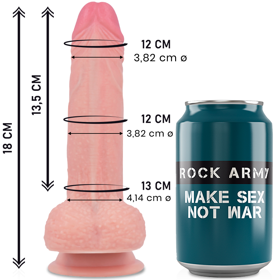 ROCKARMY - MUSTANG DILDO REALISTA SILICONE LÍQUIDO PREMIUM 18 CM x 4.14 CM