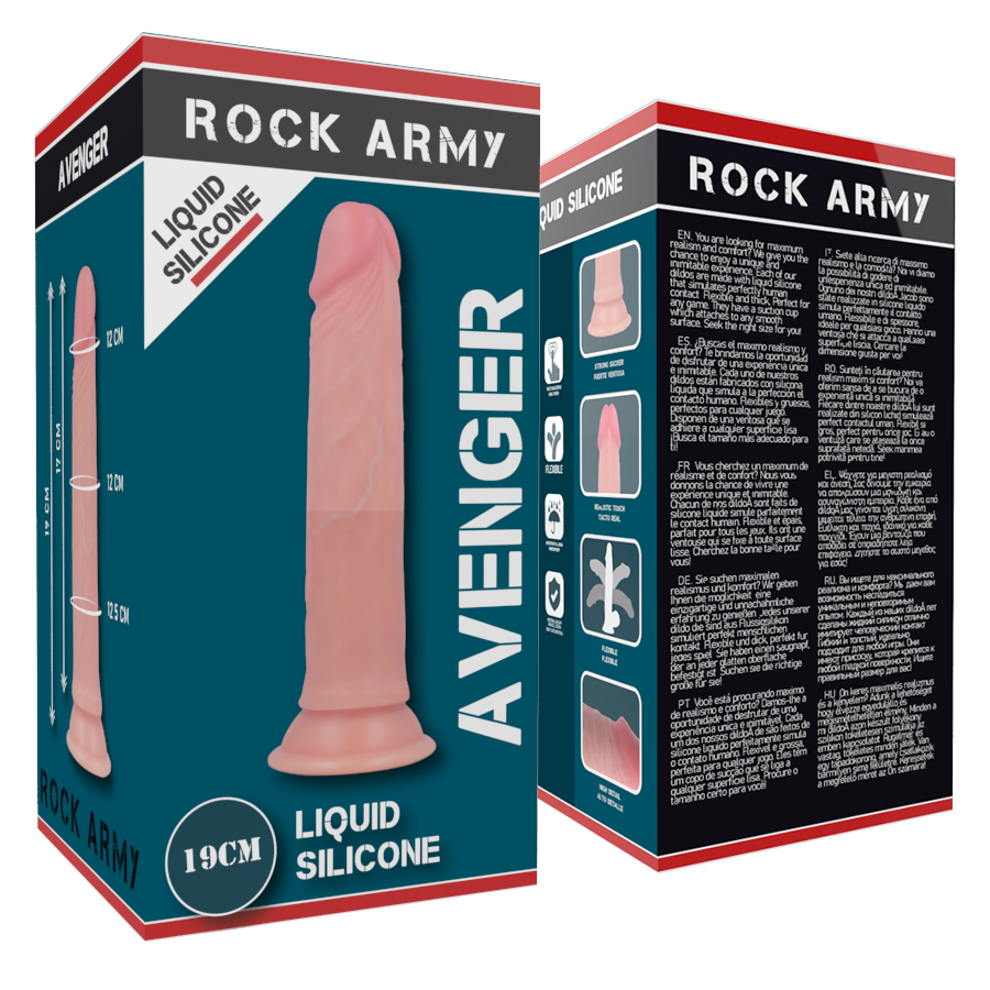 ROCKARMY - AVENGER DILDO REALISTA LIQUID SILICONE 19 CM - Ø 3,98 CM