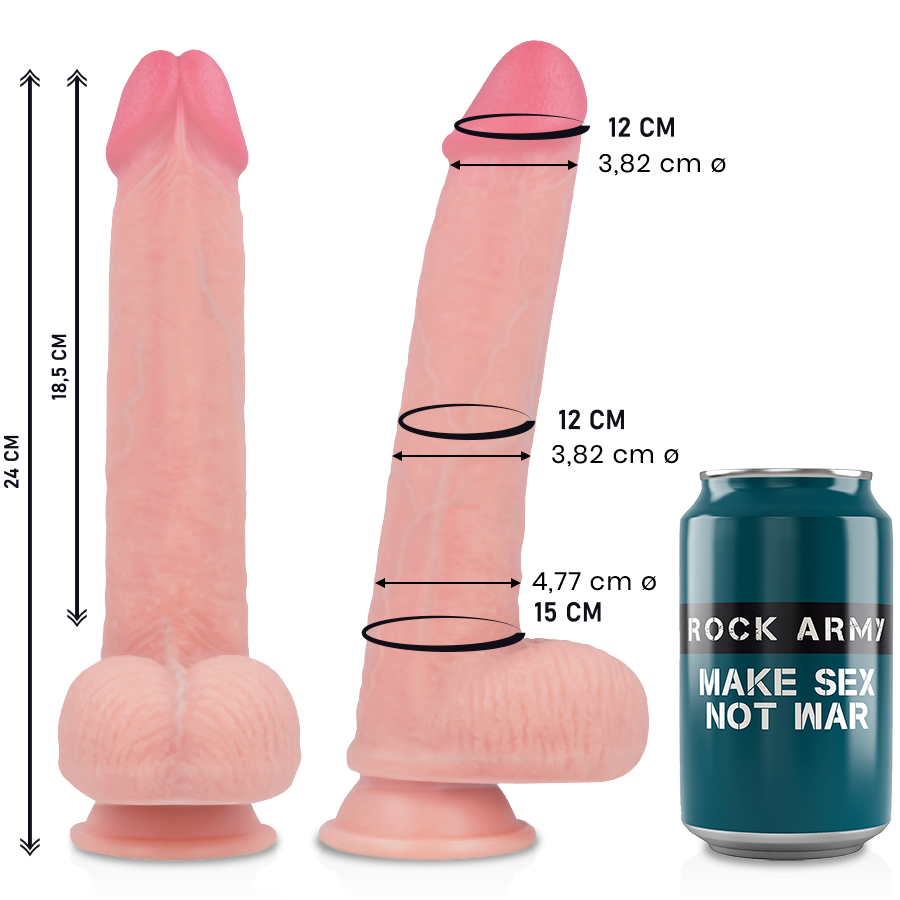 ROCKARMY - KINGCOBRA DILDO REALISTA SILICONE LÍQUIDO PREMIUM 24 CM x 4.77 CM