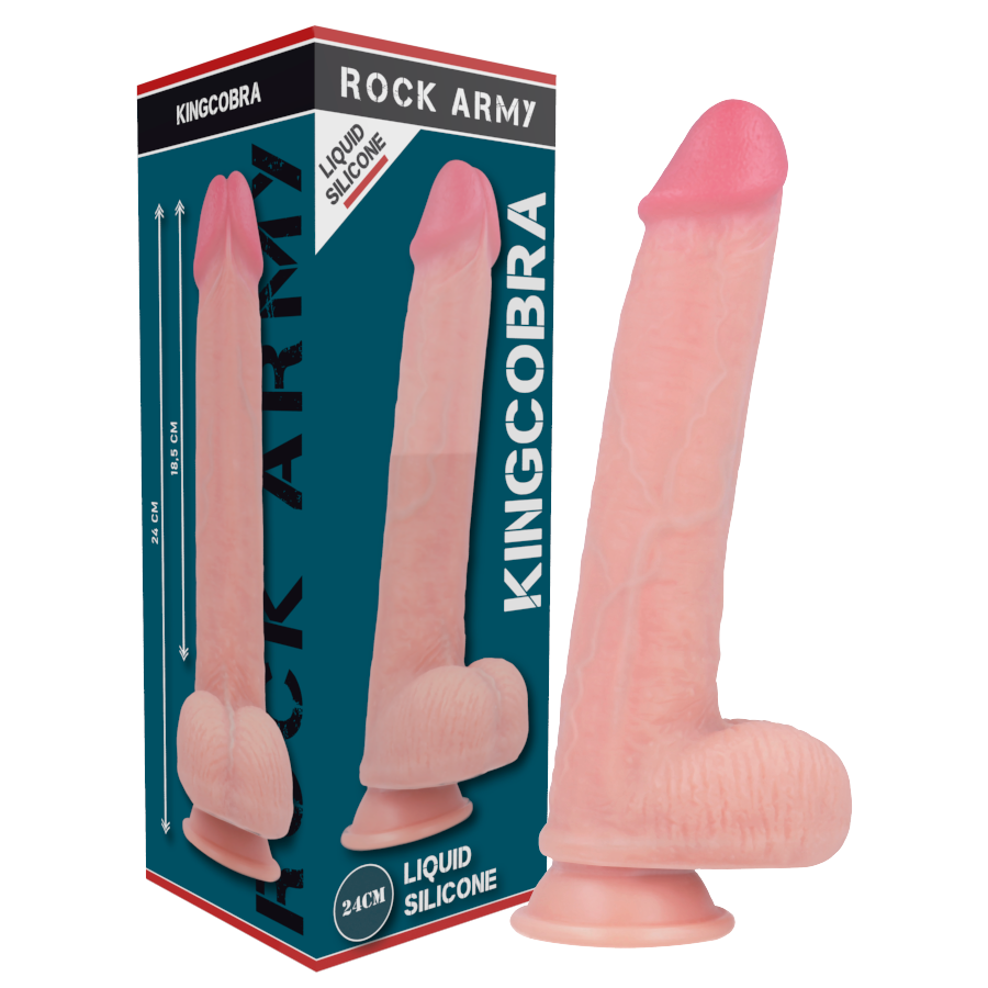 ROCKARMY - KINGCOBRA DILDO REALISTA SILICONE LÍQUIDO PREMIUM 24 CM x 4.77 CM