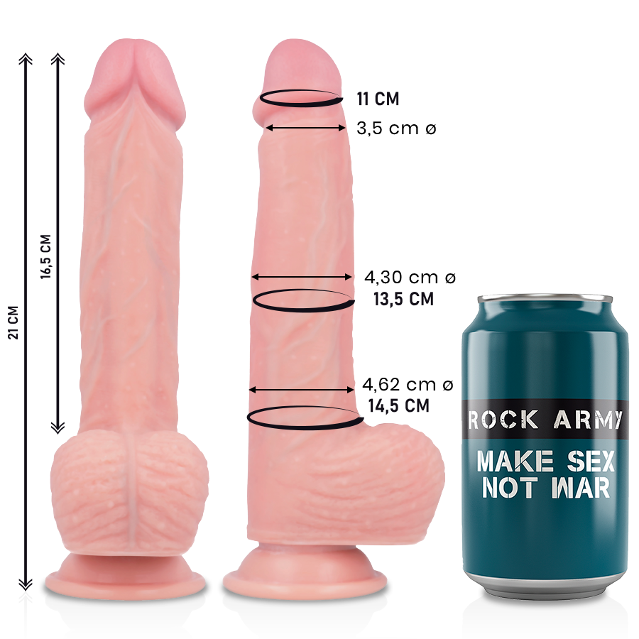 ROCKARMY - SPITFIRE DILDO REALISTA SILICONE LÍQUIDO PREMIUM 21 CM x 4.62 CM