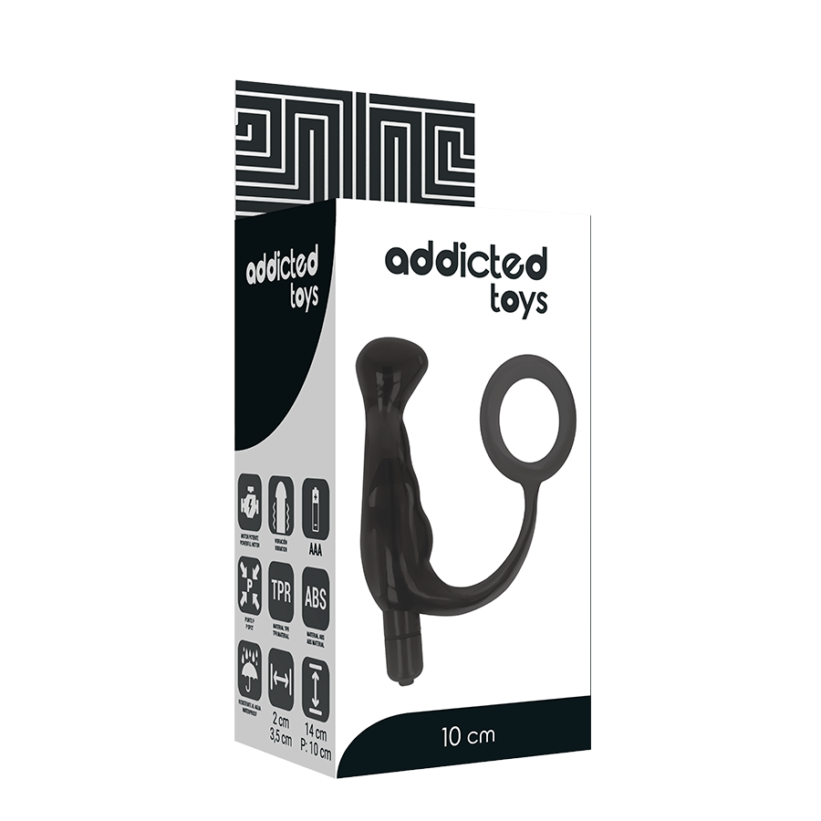 ADDICTED TOYS - VIBRADOR PROSTÁTICO PRETO 10 CM