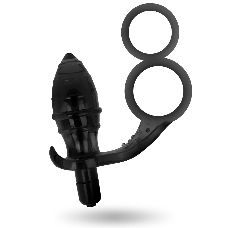 ADDICTED TOYS - PLUG ANAL COM ANÉIS DUPLOS PRETO