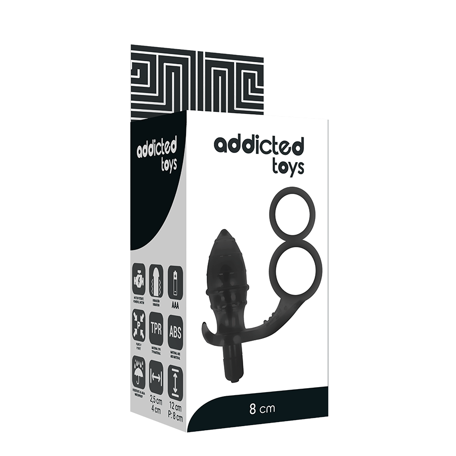 ADDICTED TOYS - PLUG ANAL COM ANÉIS DUPLOS PRETO