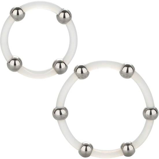CALEXOTICS - KIT DE 2 UNIDADES ANEL EM SILICONE COM ESFERAS DE AÇO