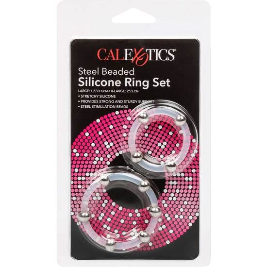 CALEXOTICS - KIT DE 2 UNIDADES ANEL EM SILICONE COM ESFERAS DE AÇO