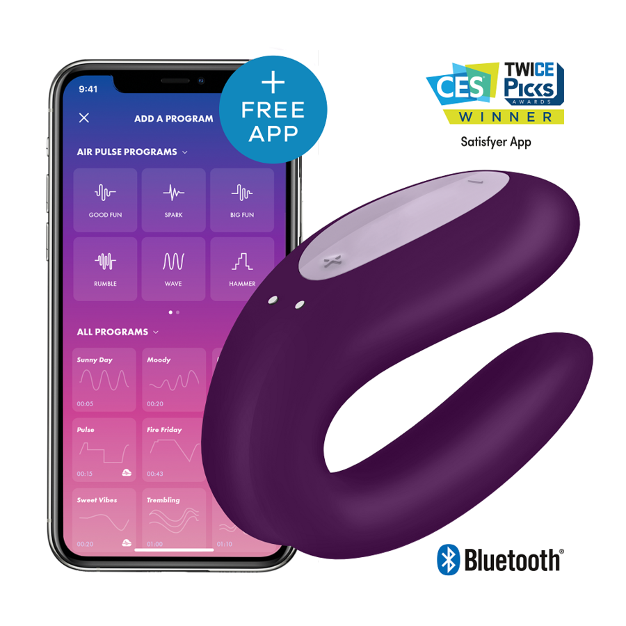 SATISFYER - DOUBLE JOY COM APP DOURADO E PRETO