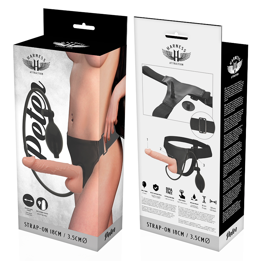 Harness Attraction - Rnes Peter Com Pênis Inflvel 18 Cm -O- 3.5 Cm