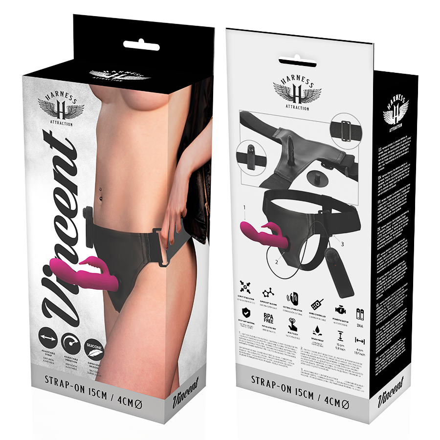 Harness Attraction - Rnes Vibrador Coelho Vincent 15 Cm -O- 4 Cm
