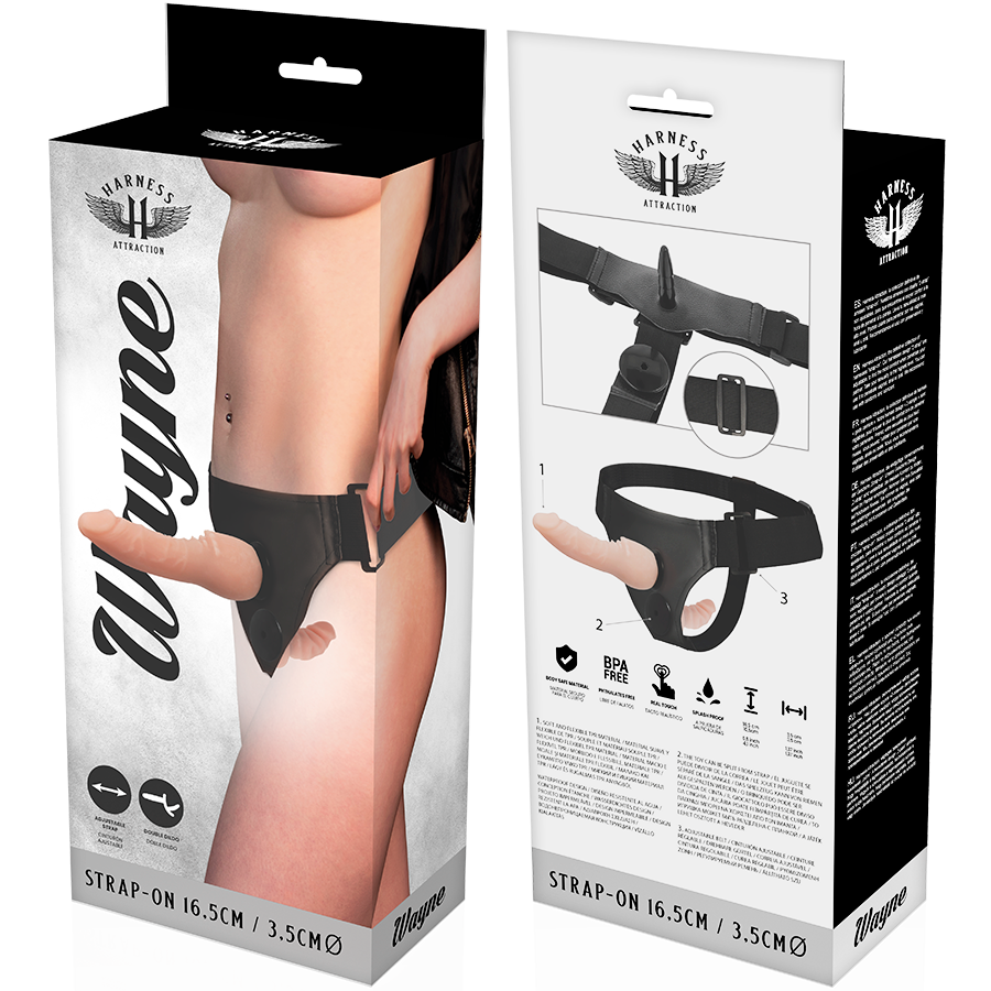 HARNESS ATTRACTION - WAYNE DUPLA PENETRAÇÃO 16.5 CM Ø 3.5 CM