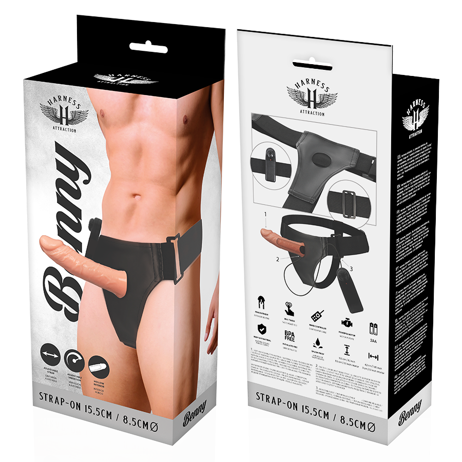 Harness Attraction - Rnes Hollow Benny Com Vibrador 15 Cm -O- 4.5 Cm