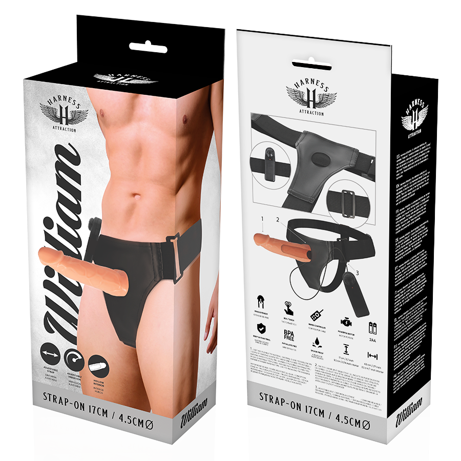 Harness Attraction - Willian Hollow Rnes Com Vibrador 17 Cm -O- 4.5 Cm