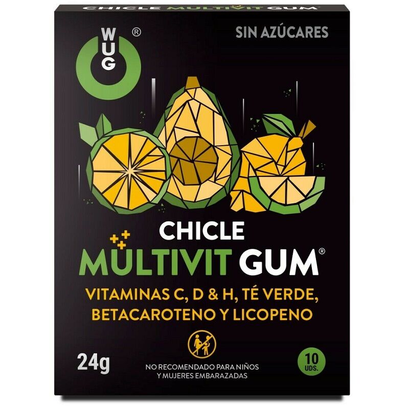 WUG GUM - MULTIVIT PASTILHA ELÁSTICA COM VITAMINA C, H, D, BETACAROTENO, LICOPENO E CHÁ VERDE 10 UNIDADES