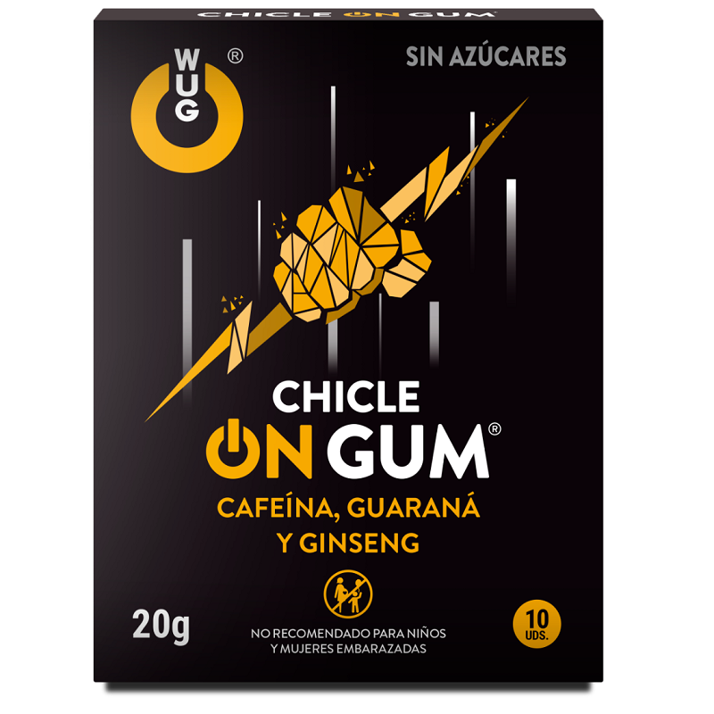 WUG GUM - ON PASTILHA ELÁSTICA COM CAFEÍNA, GINSENG E GUARANÁ 10 UNIDADES