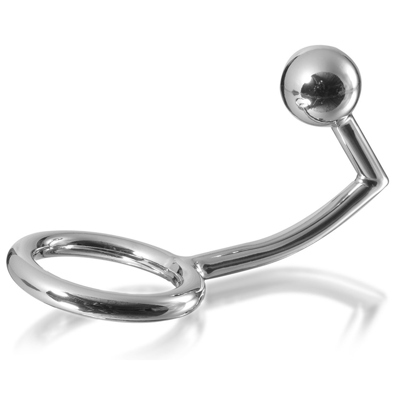 METAL HARD - ANEL PARA PÊNIS COM GANCHO INTRUSOR ANAL 45MM - Sex Shop Sexy