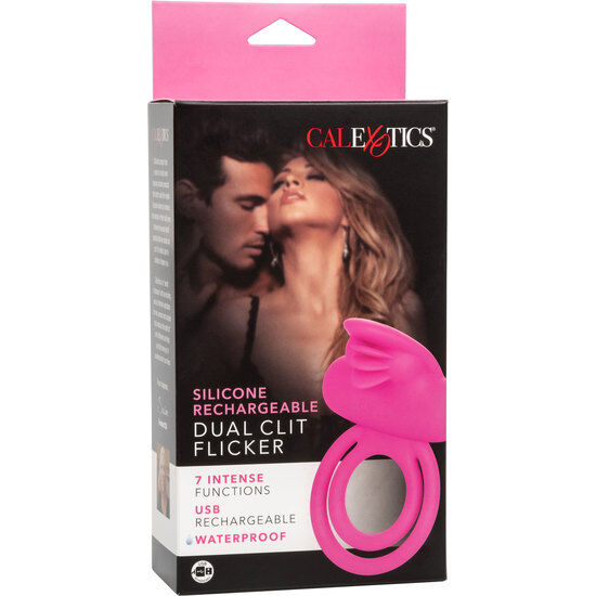 CALEXOTICS - DUAL CLIT FLICKER ENHANCER ANEL DUPLO VIBRADOR EM SILICONE ROSA