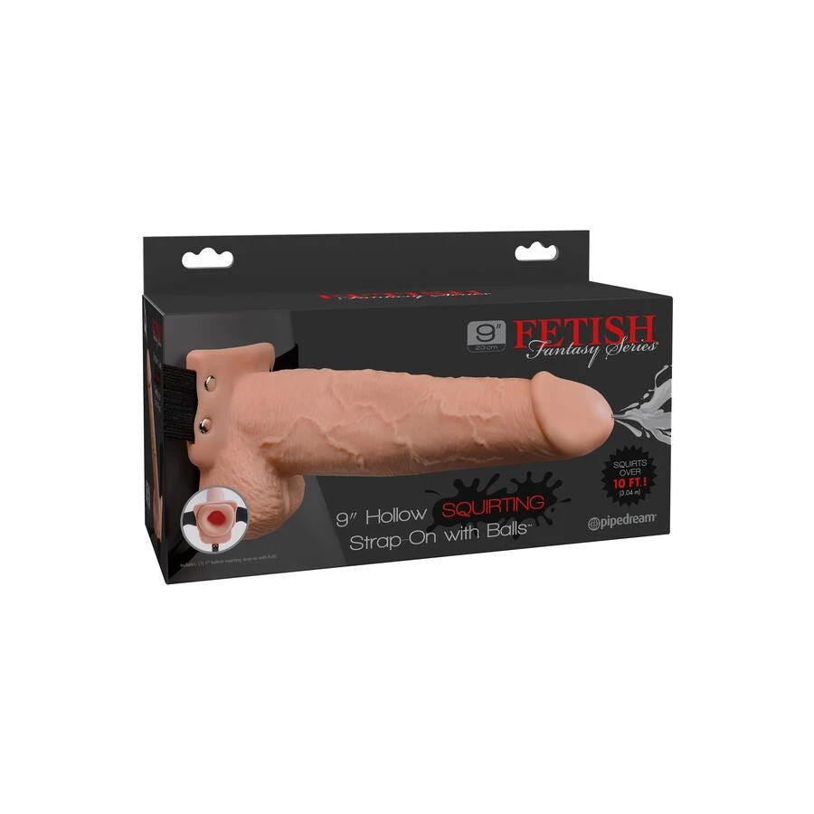 ARNÊS COM PÊNIS REALÍSTICO EJACULADOR 22,9 CM