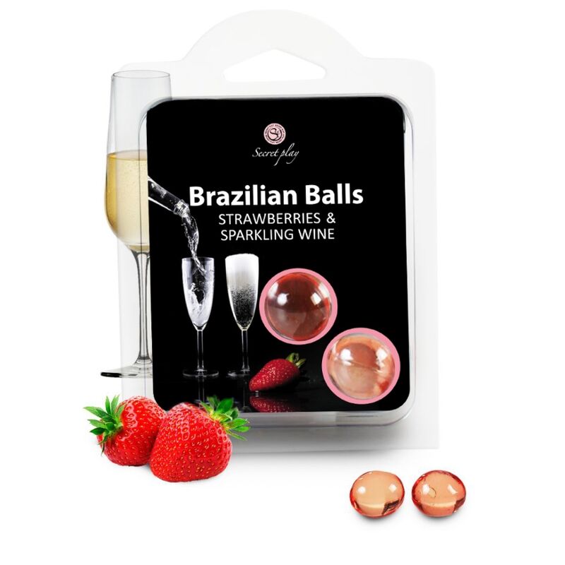 SECRETPLAY - SET 2 BRAZILIAN BALLS MORANGO COM CHAMPANHE - Sex Shop Sexy