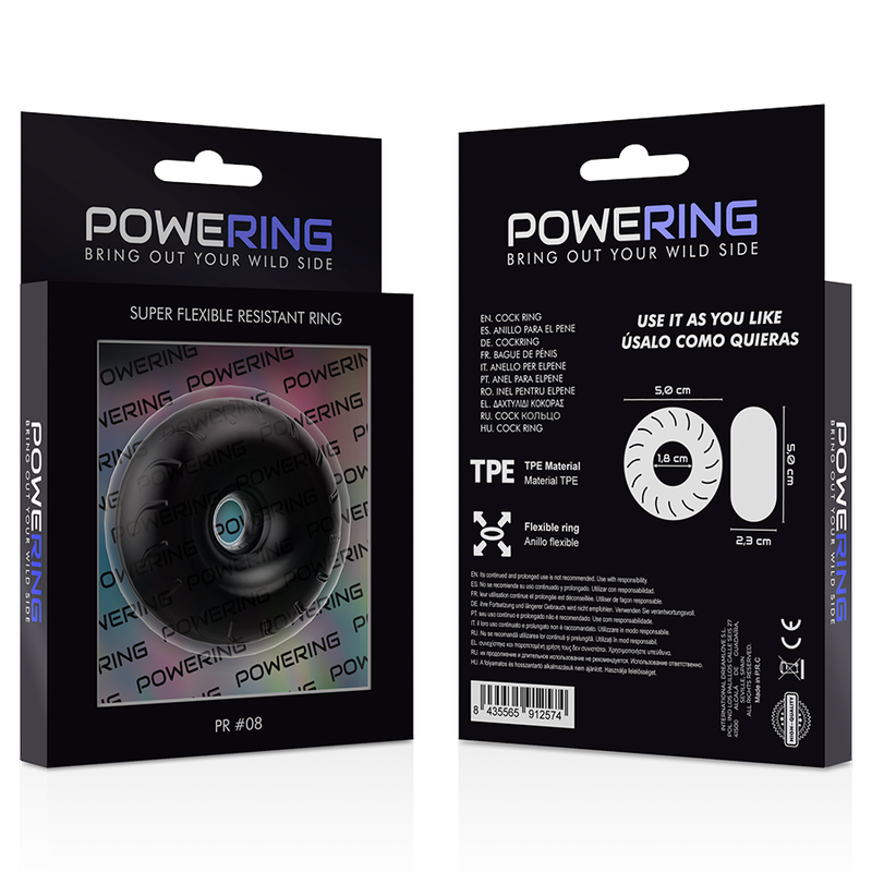 POWERING - ANEL PÊNIS SUPER FLEXÍVEL E RESISTENTE 5 CM PR08 PRETO