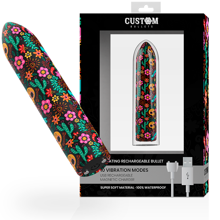 CUSTOM BULLETS - BALA RECARREGÁVEL SKULL 10 INTENSIDADES
