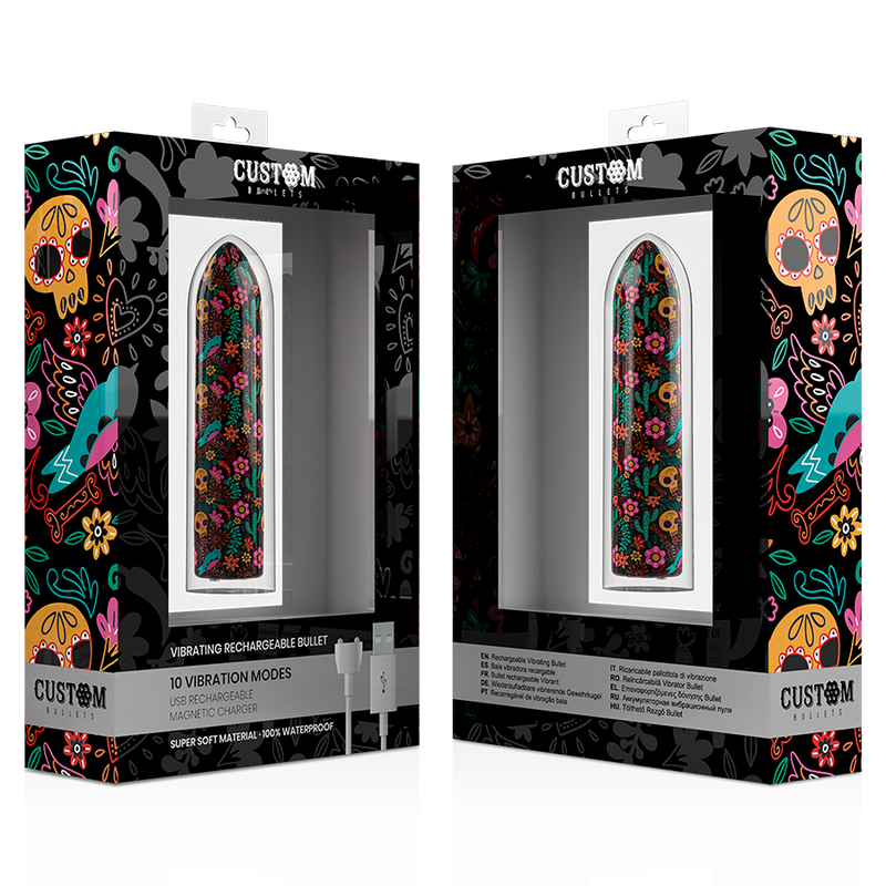 CUSTOM BULLETS - BALA RECARREGÁVEL SKULL 10 INTENSIDADES