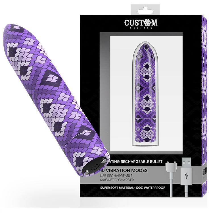 CUSTOM BULLETS - BALA RECARREGÁVEL SNAKE LILÁS 10 INTENSIDADES