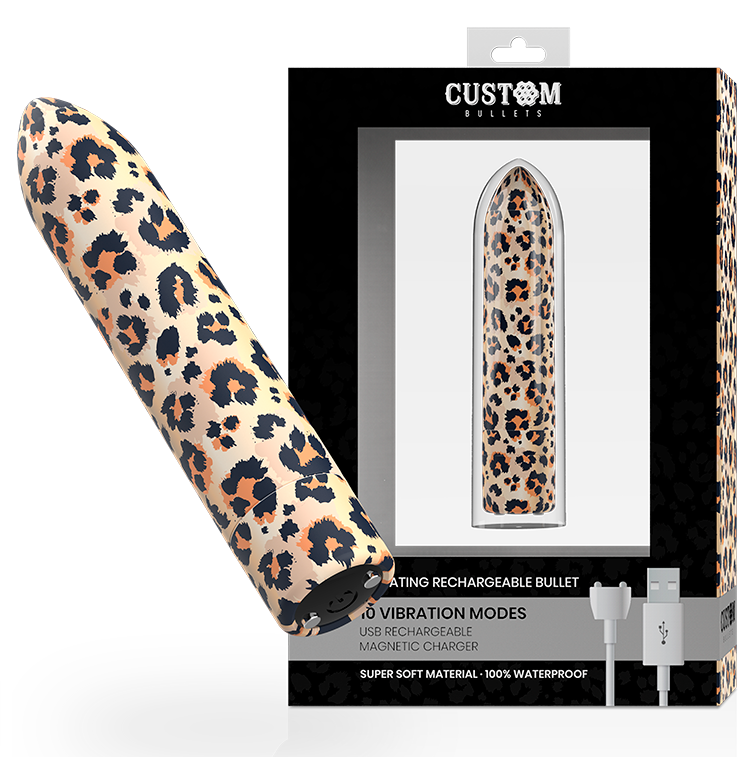 CUSTOM BULLETS - BALA RECARREGÁVEL LEOPARD 10 INTENSIDADES