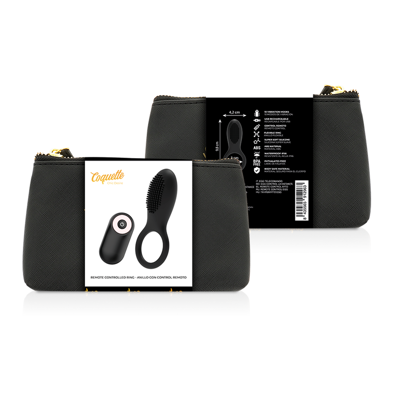 COQUETTE CHIC DESIRE - ANEL VIBRADOR RECARREGÁVEL COM CONTROLO REMOTO PRETO / DOURADO
