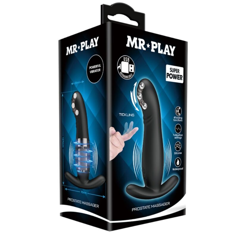MR PLAY - MASAJEADOR DE PRÓSTATA PRETO RECARREGVEL
