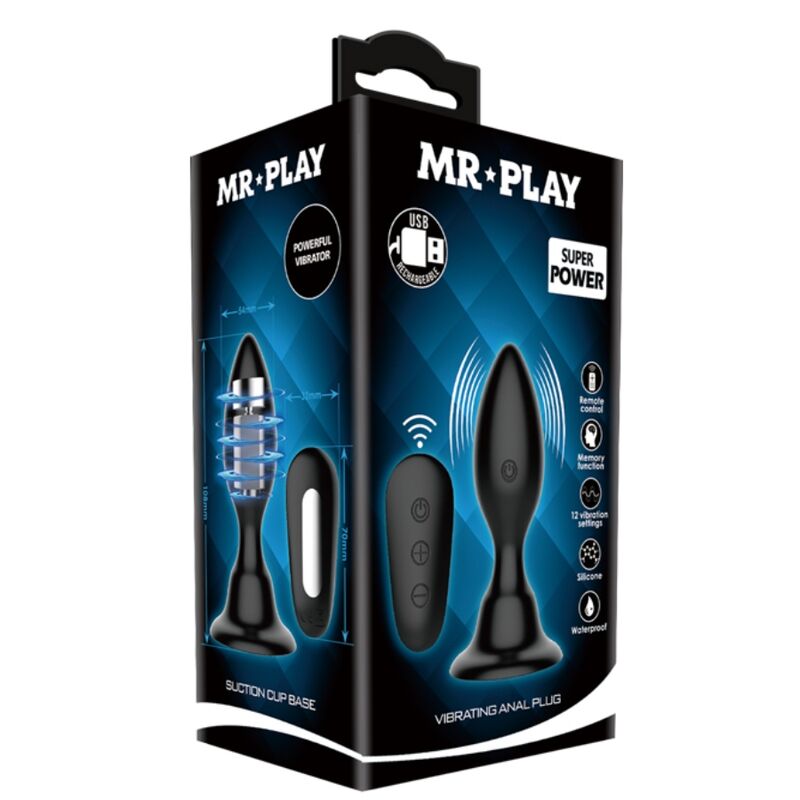 Mr Play - Plug Anal Com Controle Remoto Vibrao Preto