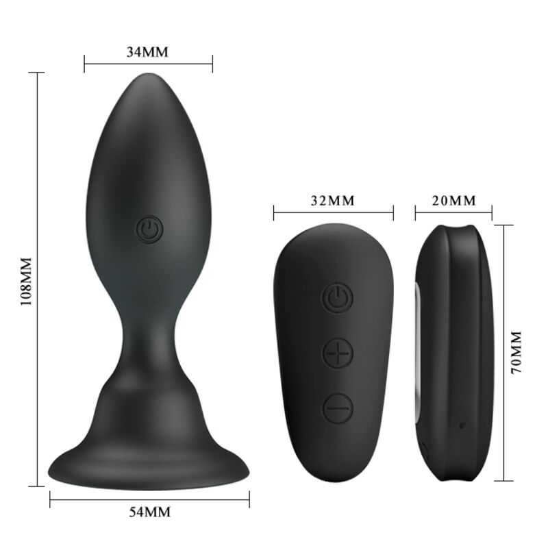 Mr Play - Plug Anal Com Controle Remoto Vibrao Preto