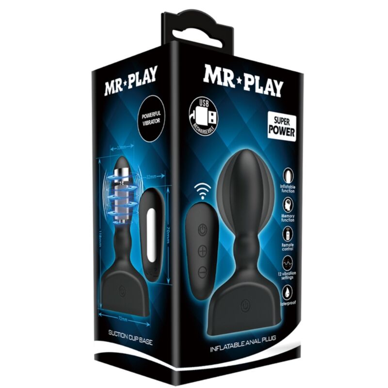 Mr Play - Controle Remoto De Plug Anal Inflvel Preto