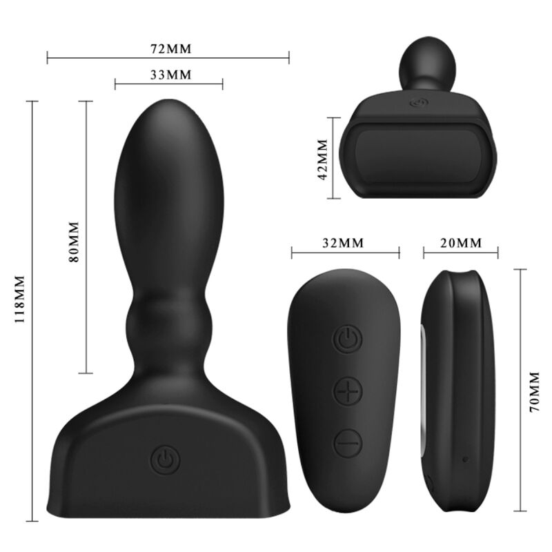 Mr Play - Controle Remoto De Plug Anal Inflvel Preto