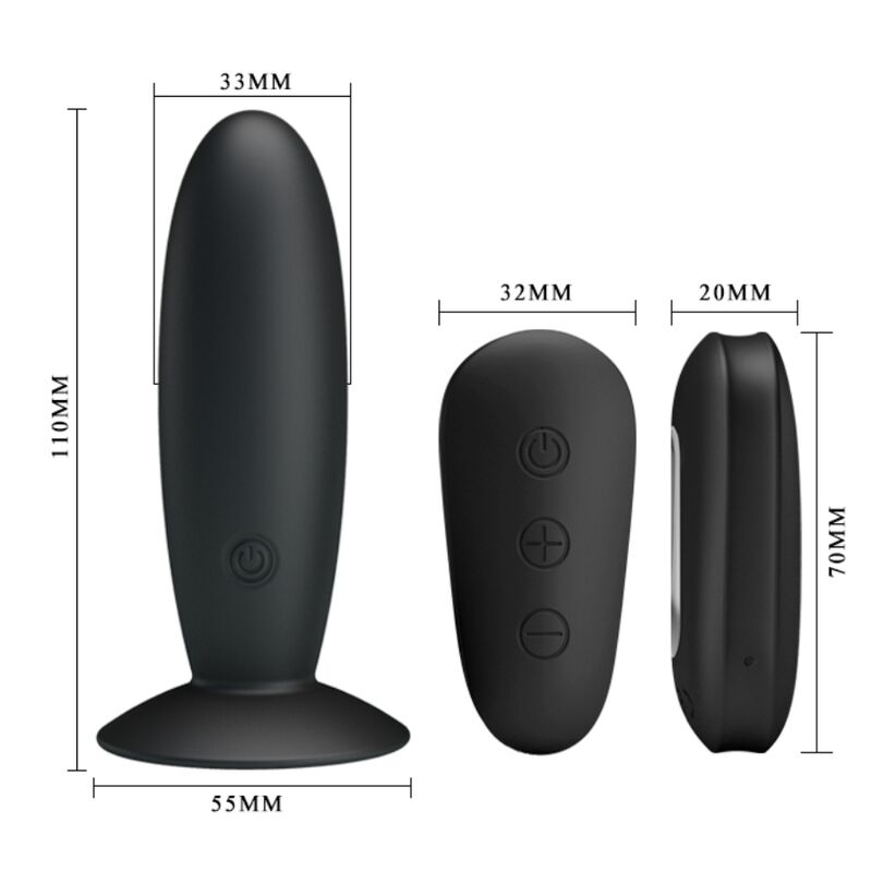 MR PLAY - PLUG ANAL COM VIBRAÇÃO PRETO COM CONTROLO REMOTO