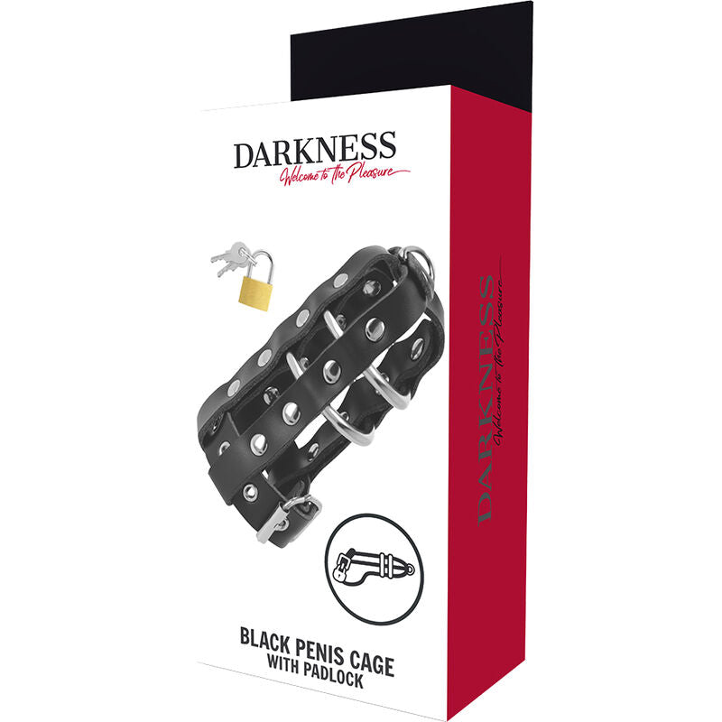 Darkness - Gaiola De Castidade De Couro Com Fechadura