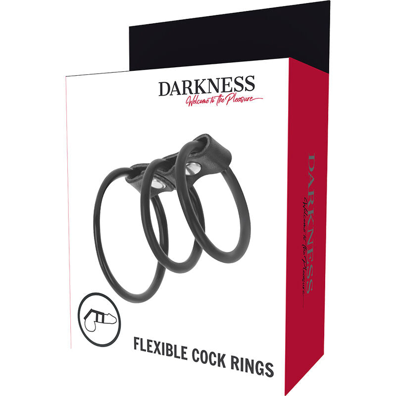 DARKNESS - CONJUNTO 3 ANÉIS PÊNIS FLEXÍVEIS